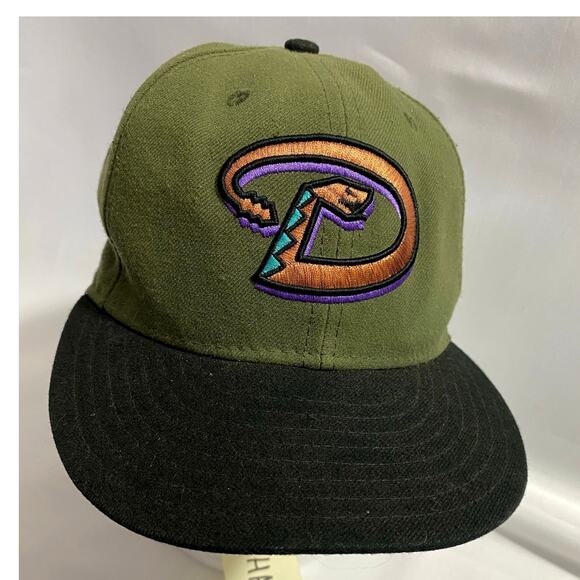 Vintage Y2K New Era MLB Arizona Diamondbacks Fitted Hat 7 Green Black - Picture 1 of 9